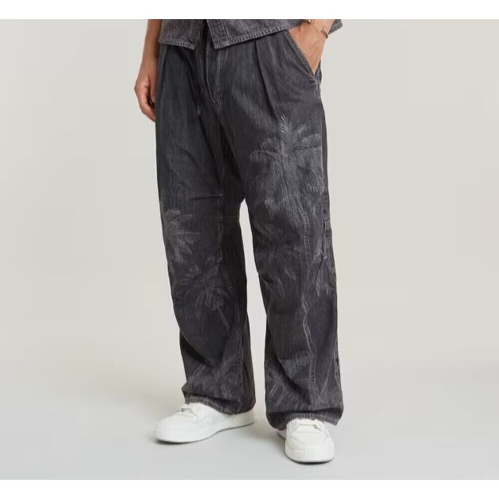 G-STAR RAW Jeans Mens 34x32 Gray Wash Pleated Baggy Relaxed Pant $190